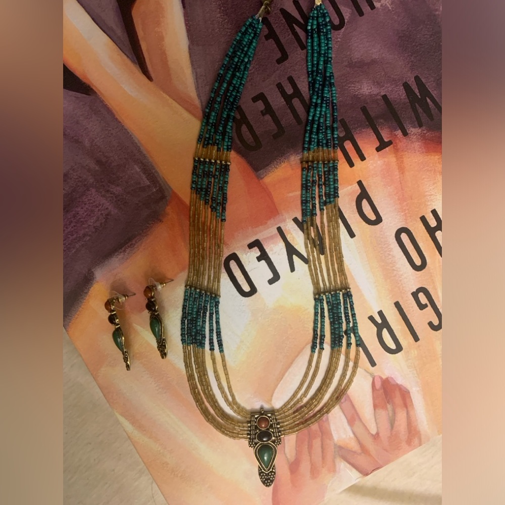 Beaded Necklace and Earring Set